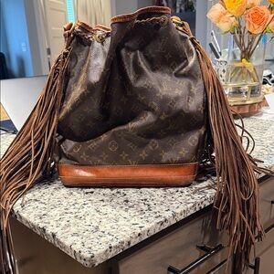 Louis Vuitton Brown Monogram Fringe Bucket Hobo